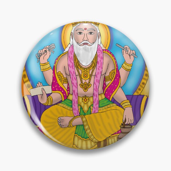 Item preview, Lord Vishwakarma Digital Drawing | Sacred Hindu God Artwork Illustration designed and sold by Harshit_Digital_Arts.