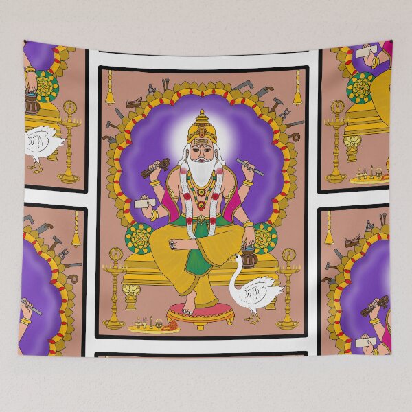 Item preview, Lord Vishwakarma Digital Drawing | Sacred Hindu God Artwork Illustration designed and sold by Harshit_Digital_Arts.