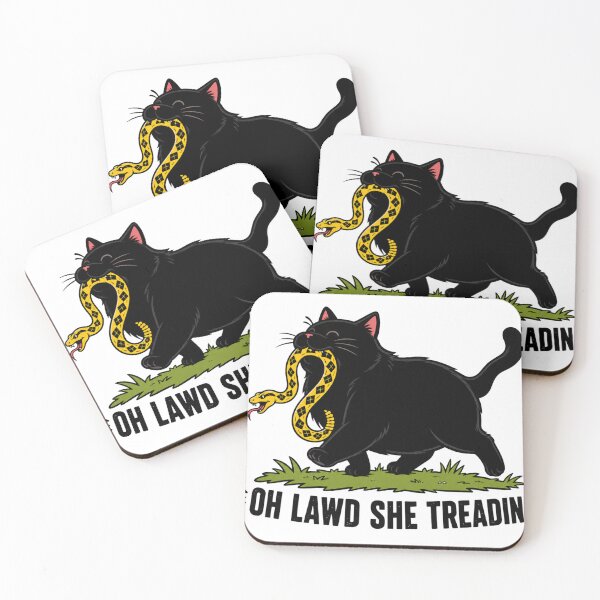 Item preview, Oh Lawd She Treadin’ Cat Snake Meme designed and sold by Jackal's Box of Chaos.