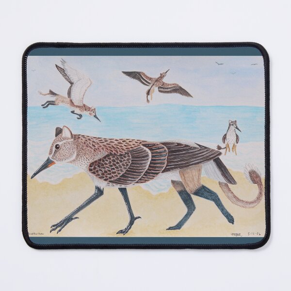 Item preview, Sandpiper griffins on the beach watercolor painting designed and sold by WolfRaven Creations.