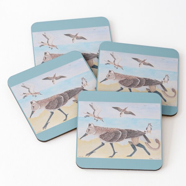 Item preview, Sandpiper griffins on the beach watercolor painting designed and sold by WolfRaven Creations.