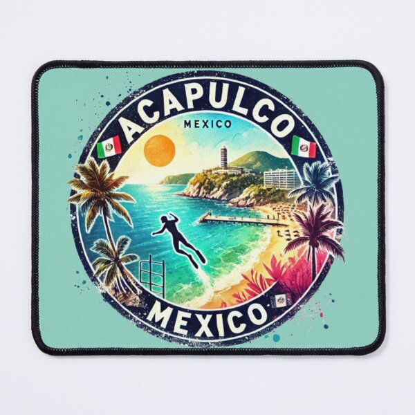 Item preview, Acapulco Mexico Coastal watercolor Gold designed and sold by SalterDesigns.
