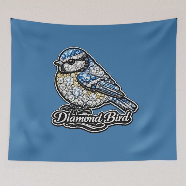 Item preview, Blue Tit Diamond Bird Series | Embroidered Rhinestone Blue Tit Art Sticker | Luxury Bird Patch Design designed and sold by Emoji Emblems.