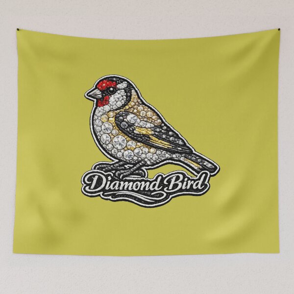 Item preview, Goldfinch Diamond Bird Series | Embroidered Rhinestone Goldfinch Art Sticker | Luxury Bird Patch Design designed and sold by Emoji Emblems.