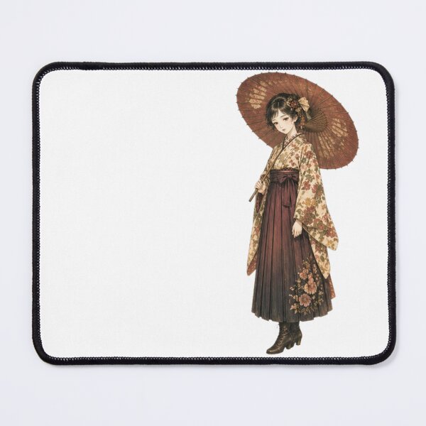 Item preview, Taisho Era Japanese Girl Sticker – Kimono Hakama Woman with Umbrella, Vintage Retro Aesthetic Illustration designed and sold by Astral Japan.