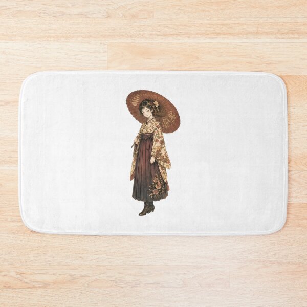 Item preview, Taisho Era Japanese Girl Sticker – Kimono Hakama Woman with Umbrella, Vintage Retro Aesthetic Illustration designed and sold by Astral Japan.