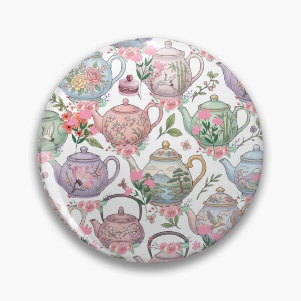 Item preview, World Tea Party: Elegant Pastel Watercolor Teapot Collection Pattern designed and sold by VibranPalette.