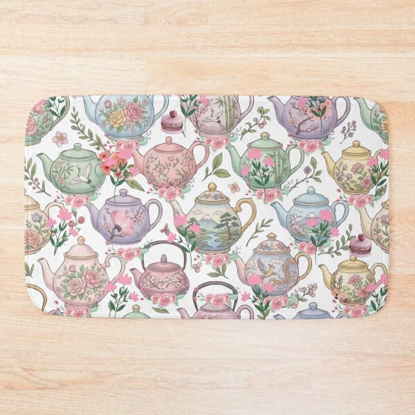 Item preview, World Tea Party: Elegant Pastel Watercolor Teapot Collection Pattern designed and sold by VibranPalette.