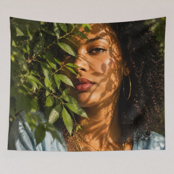 Item preview, Sunlit Botanical Portrait Wall Art | Golden Hour Feminine Print | Nature Shadow Photography designed and sold by TedKentPhoto.