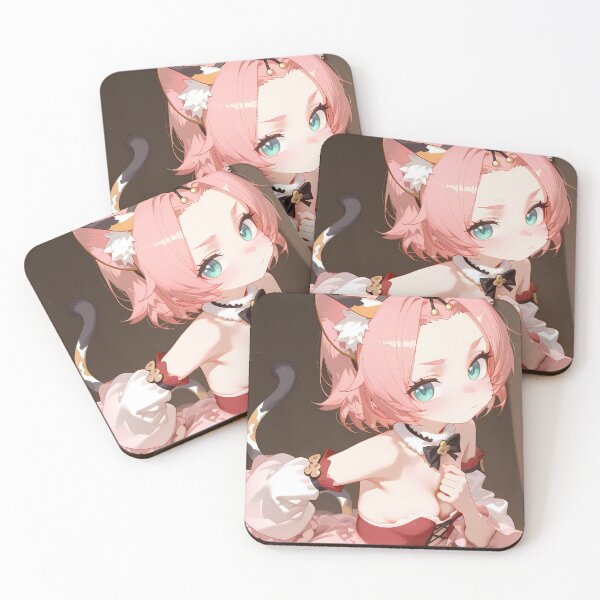 Item preview, Diona Genshin Impact Cat Ears Pink Hair Shy Look designed and sold by SuperTeamCanada.