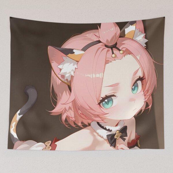 Item preview, Diona Genshin Impact Cat Ears Pink Hair Shy Look designed and sold by SuperTeamCanada.