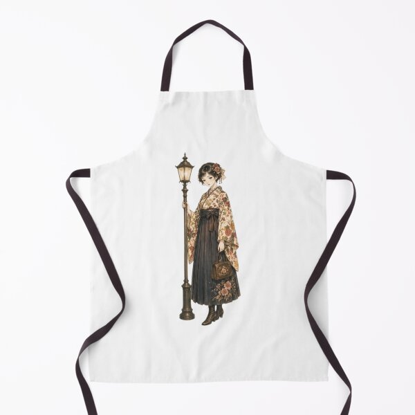 Item preview, Taisho Era Japanese Girl Sticker – Kimono Hakama Woman by Street Lamp, Vintage Nostalgic Aesthetic Illustration designed and sold by Astral Japan.