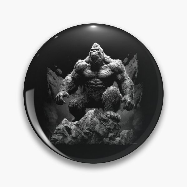 Item preview, Monochrome Mountain Gorilla Warrior – Dark Primal Ape Artwork designed and sold by inkoutninja.