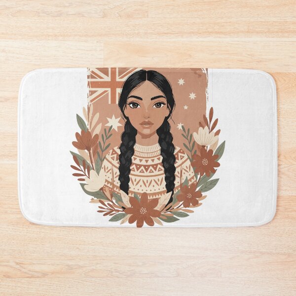 Item preview, Patriotic Aussie Girl in Cozy Sweater - Vintage Australia Flag & Floral Art designed and sold by BestChoiceService.