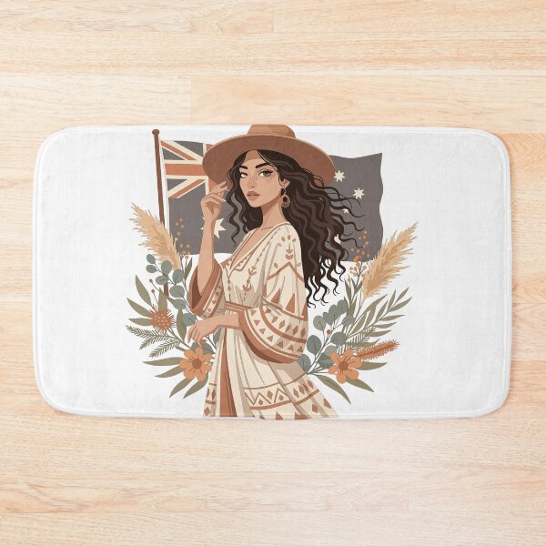Item preview, Boho Aussie Traveler - Australian Flag & Outback Hat Fashion Art designed and sold by BestChoiceService.