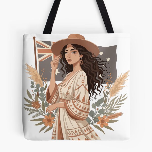 Item preview, Boho Aussie Traveler - Australian Flag & Outback Hat Fashion Art designed and sold by BestChoiceService.