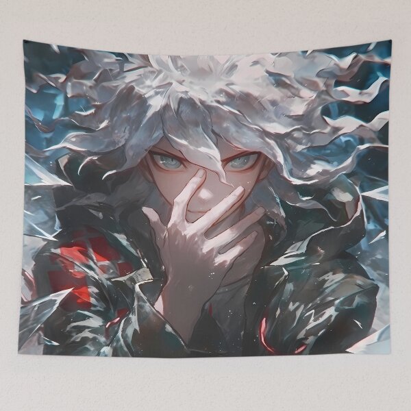 Item preview, Nagito Komaeda Danganronpa White Hair Shards Icy Mystery Blue Tones designed and sold by SuperTeamCanada.