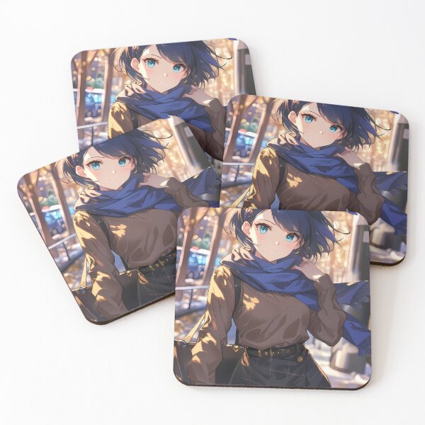Item preview, Ruka Sarashina Rent A Girlfriend Autumn Street Scarf Blue Bow designed and sold by SuperTeamCanada.