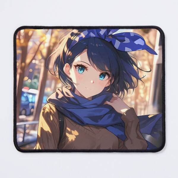 Item preview, Ruka Sarashina Rent A Girlfriend Autumn Street Scarf Blue Bow designed and sold by SuperTeamCanada.