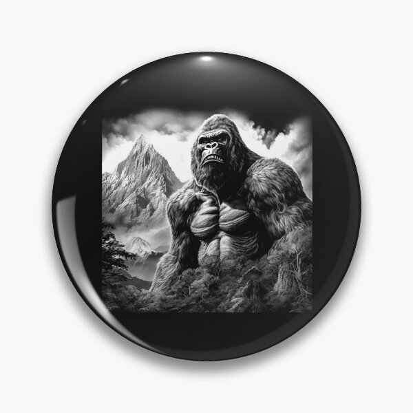 Item preview, Giant Mountain Gorilla Landscape – Black and White Wilderness Art designed and sold by inkoutninja.
