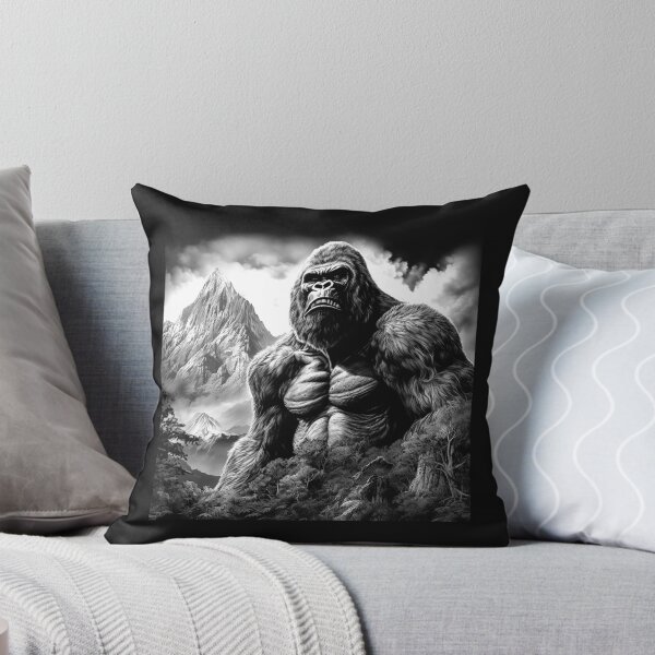 Item preview, Giant Mountain Gorilla Landscape – Black and White Wilderness Art designed and sold by inkoutninja.