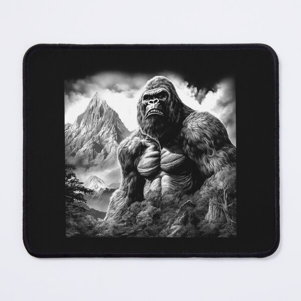 Item preview, Giant Mountain Gorilla Landscape – Black and White Wilderness Art designed and sold by inkoutninja.