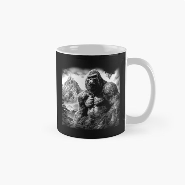 Item preview, Giant Mountain Gorilla Landscape – Black and White Wilderness Art designed and sold by inkoutninja.