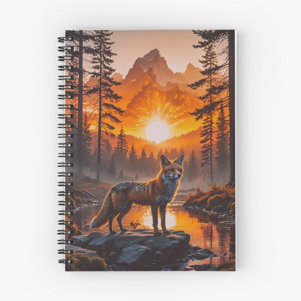Item preview, Fox at Sunset Forest Wall Art, Magical Woodland River Landscape Print designed and sold by BeautifulVirtues.
