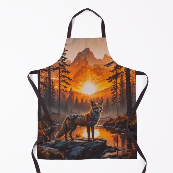 Item preview, Fox at Sunset Forest Wall Art, Magical Woodland River Landscape Print designed and sold by BeautifulVirtues.