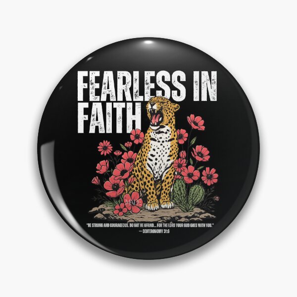 Item preview, Fearless In Faith Roaring Leopard "Be strong and courageous, do not be afraid for the Lord Your God goes with you." Deuteronomy 31:6 designed and sold by  MADE BY CHANTELE on redbubble.