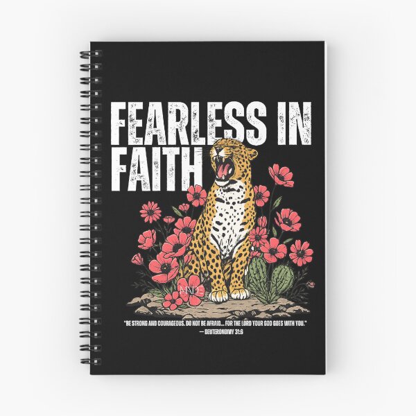 Item preview, Fearless In Faith Roaring Leopard "Be strong and courageous, do not be afraid for the Lord Your God goes with you." Deuteronomy 31:6 designed and sold by  MADE BY CHANTELE on redbubble.