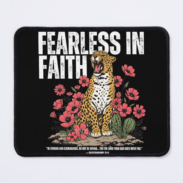 Item preview, Fearless In Faith Roaring Leopard "Be strong and courageous, do not be afraid for the Lord Your God goes with you." Deuteronomy 31:6 designed and sold by MADE BY CHANTELE on redbubble.