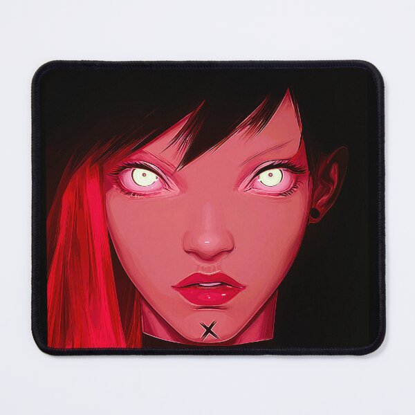 Item preview, Crimson Gaze — Dark Anime Girl with Glowing Eyes Portrait designed and sold by KissedAura.