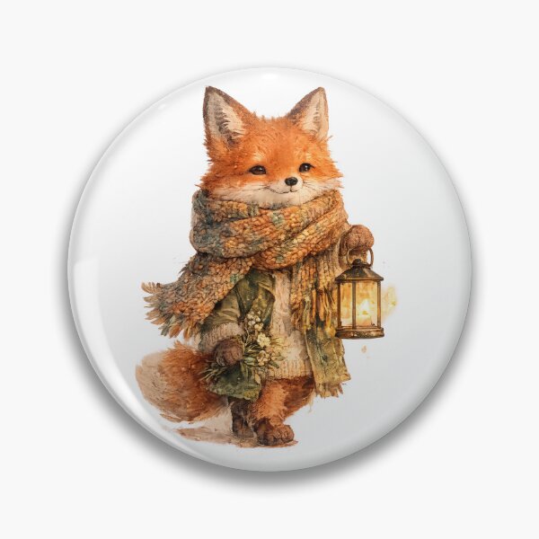 Item preview, Whimsical woodland fox wearing oversized scarf and carrying glowing lantern designed and sold by Jubjangm3.