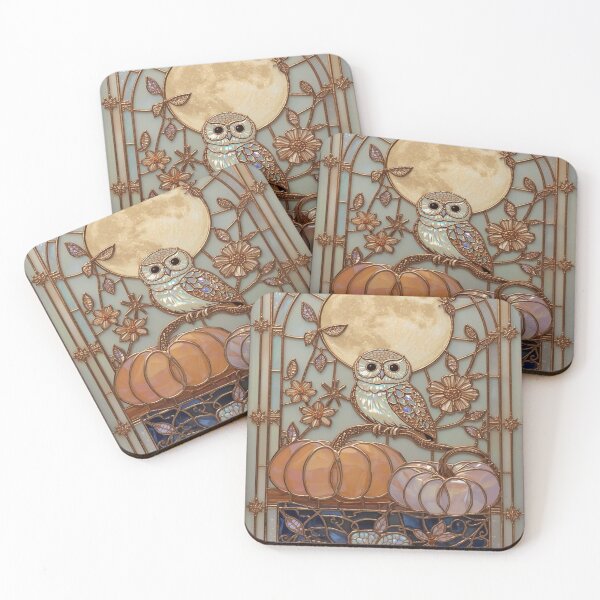 Item preview, Enchanted Golden Stained Glass Owl designed and sold by BriSher.