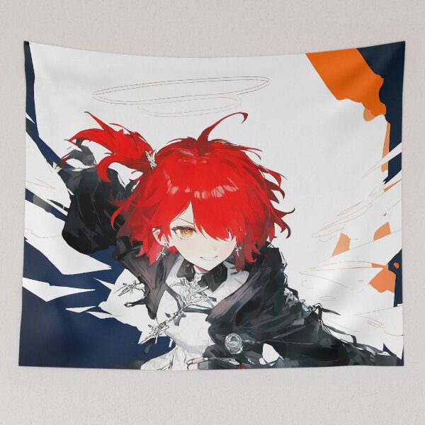 Item preview, Exusiai Arknights Prelude Dawn Red Hair Action Angel designed and sold by PMartistStudio.