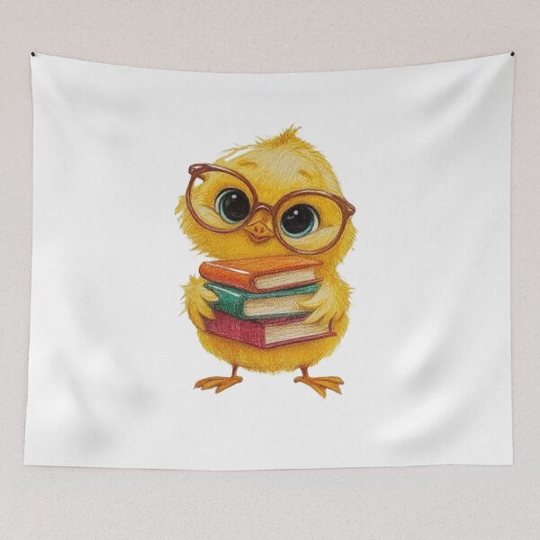 Item preview, Reading Chick with Glasses Poster - Kawaii Academic Style designed and sold by AnyeloDesign.