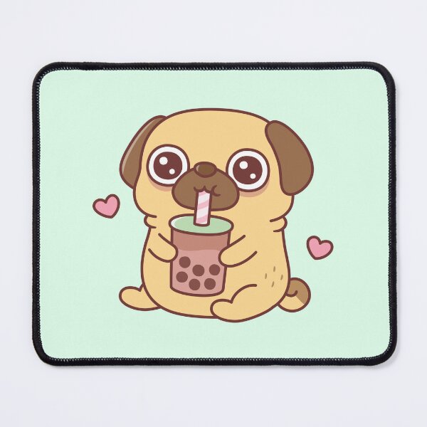 Item preview, Cute Little Pug Loves Drinking Bubble Tea designed and sold by rustydoodle.