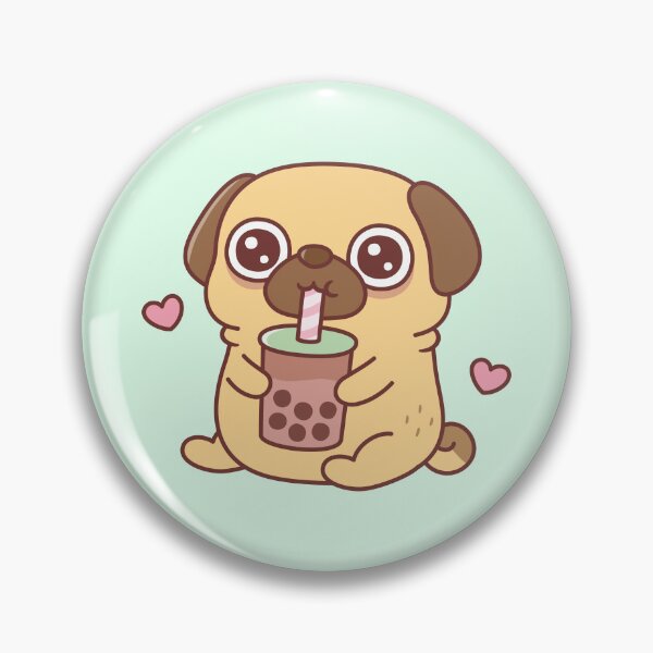 Item preview, Cute Little Pug Loves Drinking Bubble Tea designed and sold by rustydoodle.