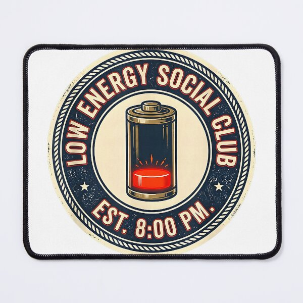 Item preview, Low Energy Social Club Funny Battery Empty Humor T-Shirt designed and sold by RKdrawings.