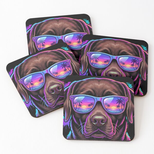 Item preview, Chill Chocolate Lab Neon Sunset Shades designed and sold by KevLarPrints.