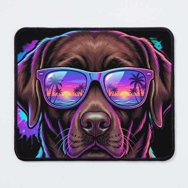 Item preview, Chill Chocolate Lab Neon Sunset Shades designed and sold by KevLarPrints.