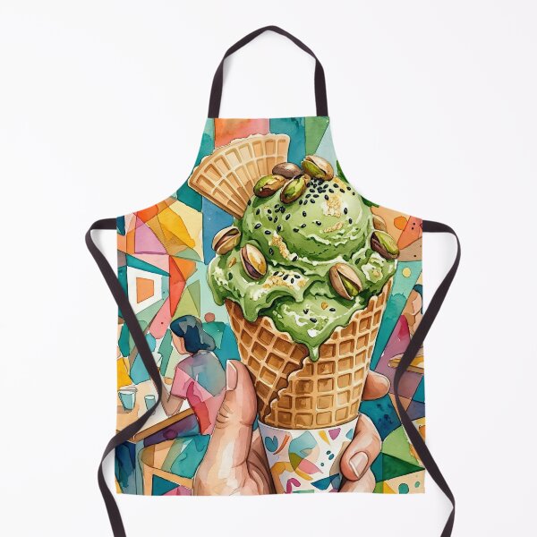 Item preview, Vibrant Matcha Gelato Watercolor Illustration with Cubism Background designed and sold by VibranPalette.