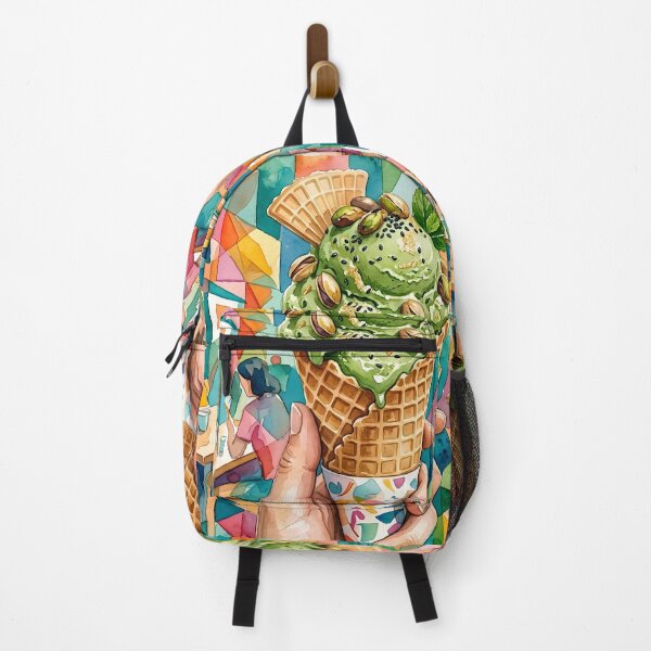 Item preview, Vibrant Matcha Gelato Watercolor Illustration with Cubism Background designed and sold by VibranPalette.