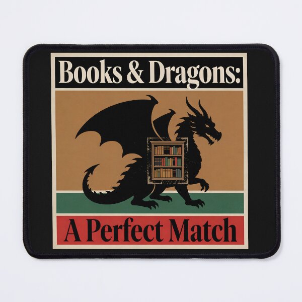 Item preview, Books & Dragons: A Perfect Match Romantasy Art designed and sold by auxincaftan0o.