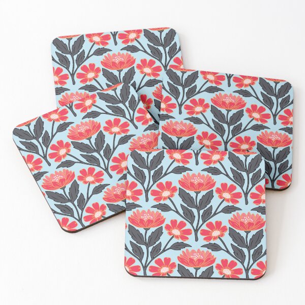 Item preview, Wildflower bouquet floral pattern in red and light blue designed and sold by Jennifer Ladd.