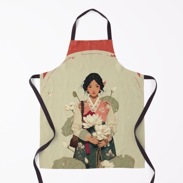 Item preview, Elegant Korean Woman in Hanbok with Lotus designed and sold by colorful-white.