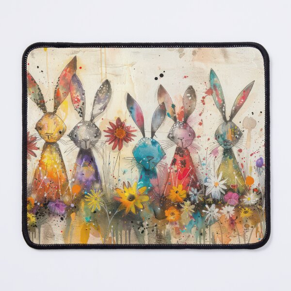 Item preview, Floral Bunny Gathering Watercolor Fantasy Art designed and sold by NeoNebulaArt.