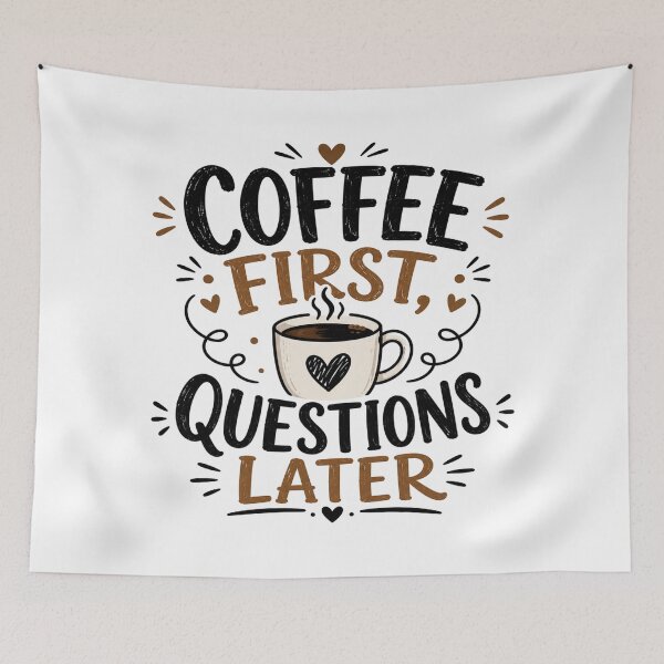 Item preview, Coffee First Questions Later – Bold Coffee Typography Art designed and sold by TommyArt94.