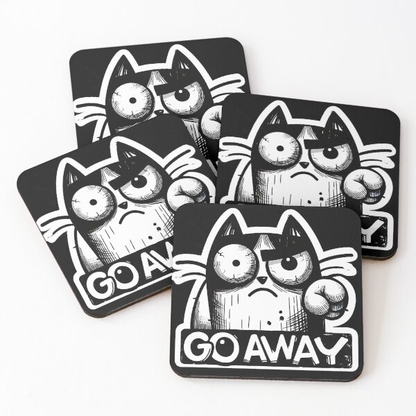 Item preview, Go Away Cat Sticker | Funny Angry Cat Meme Cartoon designed and sold by PreeCha Art & Co..